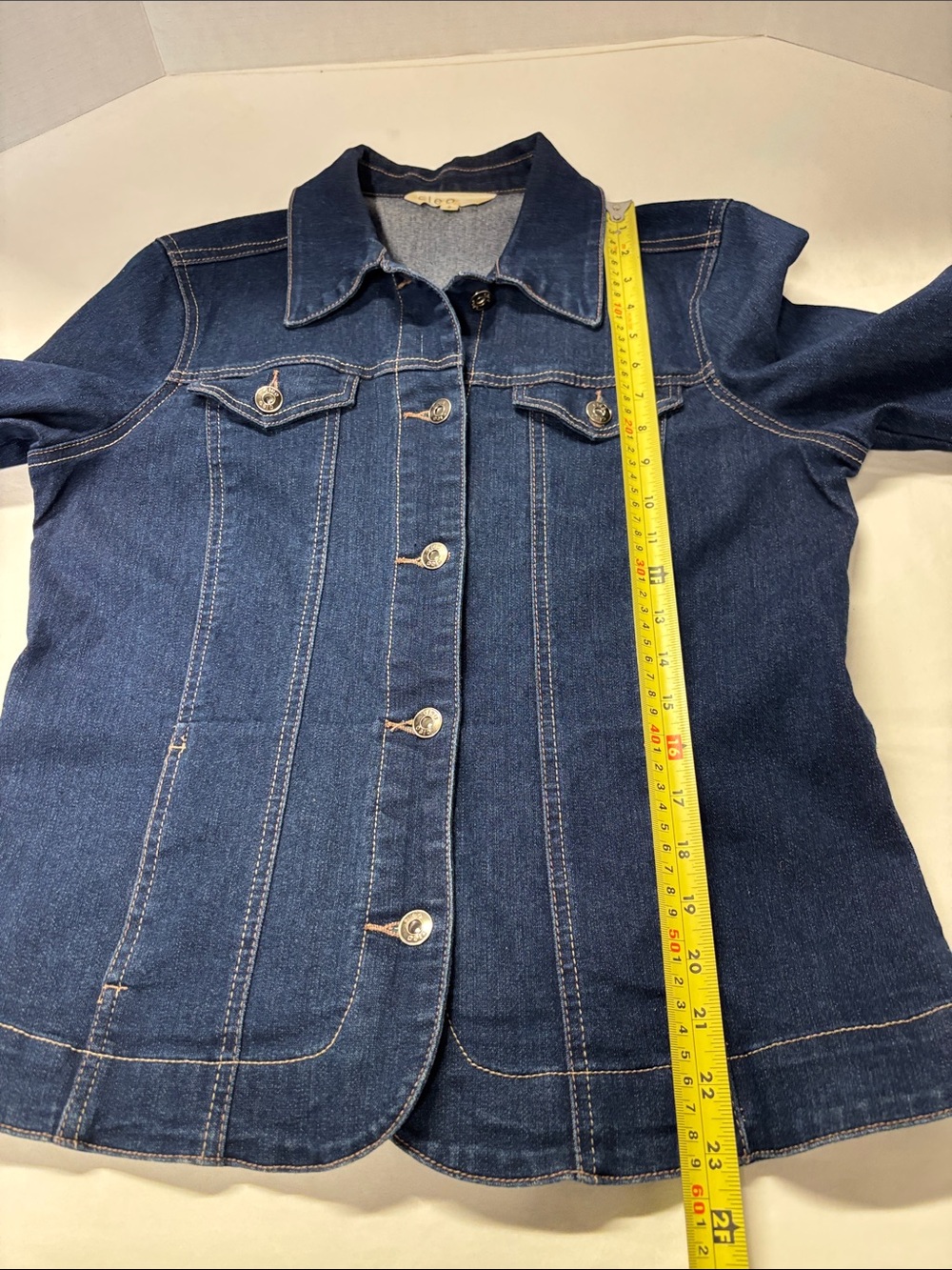 cleo Dark Blue Denim Jacket with Button Front - Picture 8 of 8